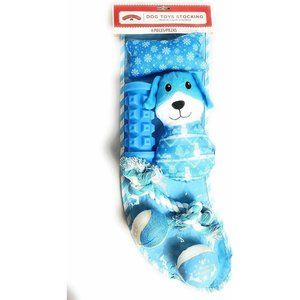 LiteBlue Dog Toy Stocking 2 Plush Toys 2 Balls 1 Rope 1 Squeak Toy Holiday Time